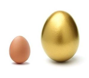 image of a normal egg and a golden egg